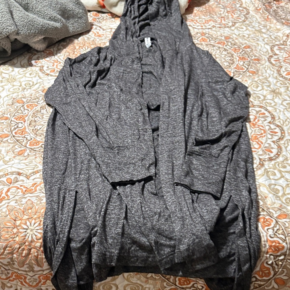 Soft Hooded Open-Front Cardigan - Heather Brown - Athleta